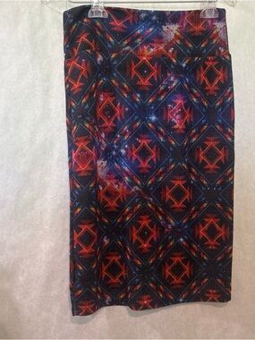 LuLaRoe Red and Blue Geometric Pencil Skirt